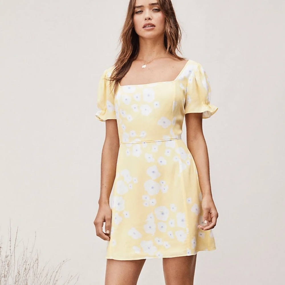 DVF/TVF Yellow Primrose Crepe Mini Dress